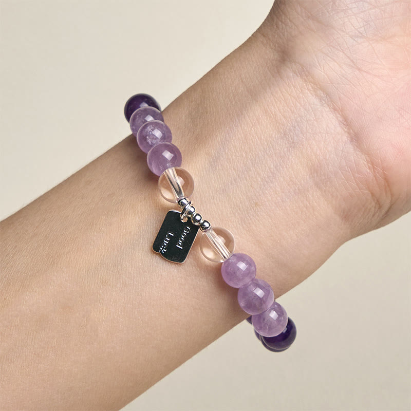 Buddha Stonesアメジスト ローズクォーツ ストロベリークォーツ 幸運のお守りブレスレット - image 4