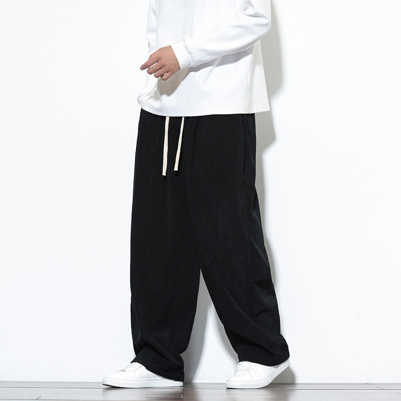 Buddha Stones無地 ドローストリング ピュアコーデュロイ メンズ ハーレムパンツ ポケット付き - image 24