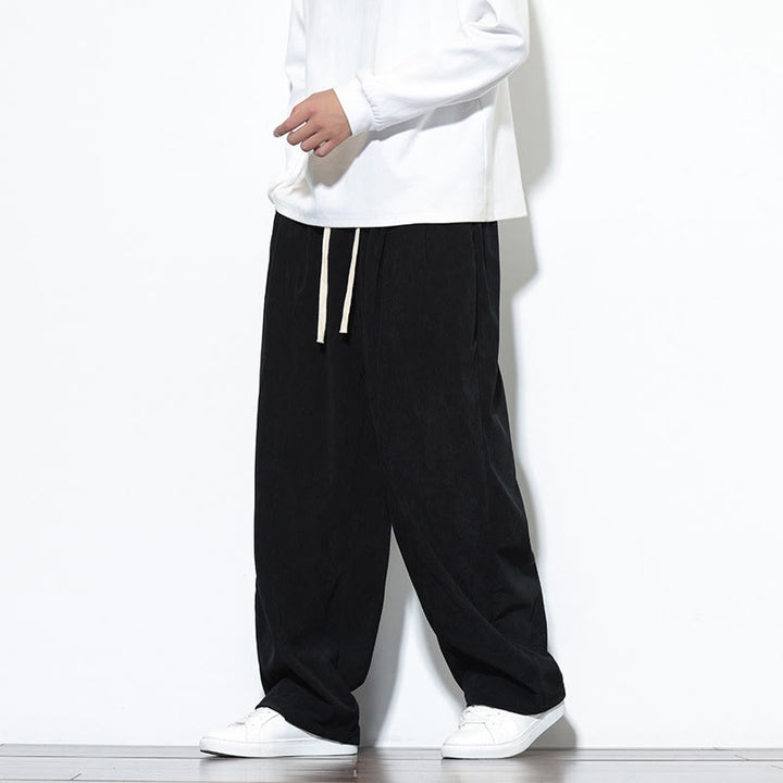 Buddha Stones無地 ドローストリング ピュアコーデュロイ メンズ ハーレムパンツ ポケット付き - image 24
