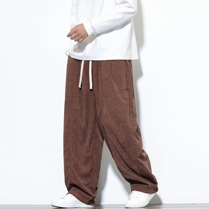 Buddha Stones無地 ドローストリング ピュアコーデュロイ メンズ ハーレムパンツ ポケット付き - image 32