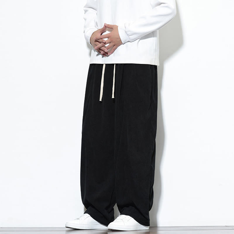 Buddha Stones無地 ドローストリング ピュアコーデュロイ メンズ ハーレムパンツ ポケット付き - image 29