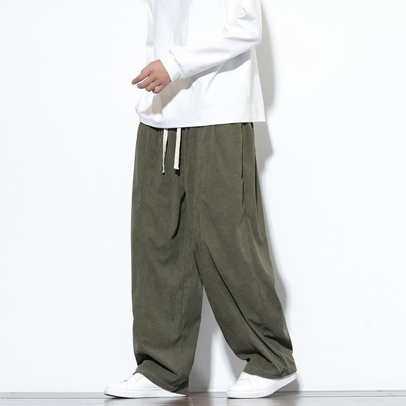 Buddha Stonesプレーンドローストリング ピュアコットンコーデュロイ メンズ ハーレムパンツ ポケット付き - image 2
