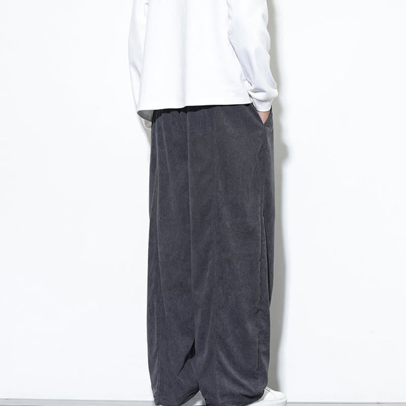Buddha Stones無地 ドローストリング ピュアコーデュロイ メンズ ハーレムパンツ ポケット付き - image 12
