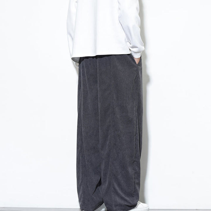 Buddha Stones無地 ドローストリング ピュアコーデュロイ メンズ ハーレムパンツ ポケット付き - image 12
