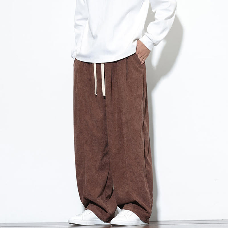 Buddha Stones無地 ドローストリング ピュアコーデュロイ メンズ ハーレムパンツ ポケット付き - image 34