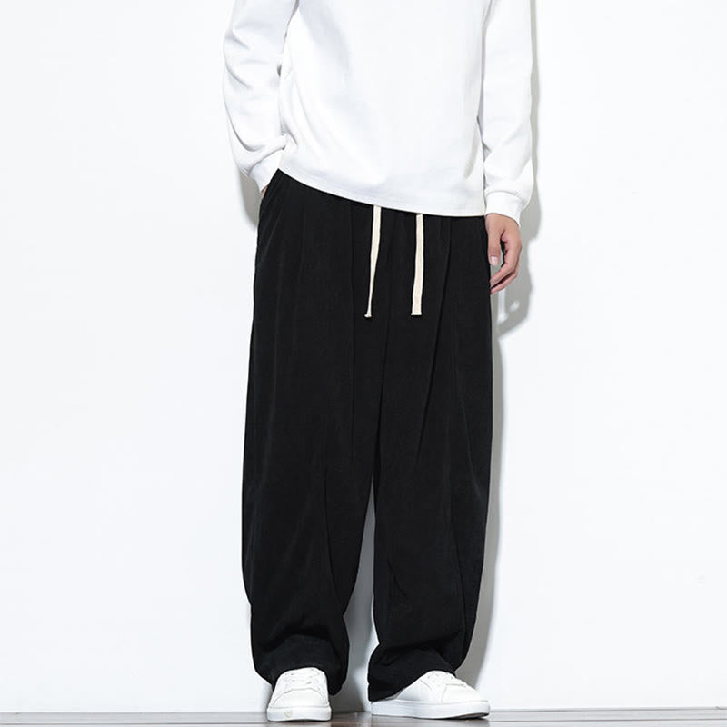 Buddha Stones無地 ドローストリング ピュアコーデュロイ メンズ ハーレムパンツ ポケット付き - image 30