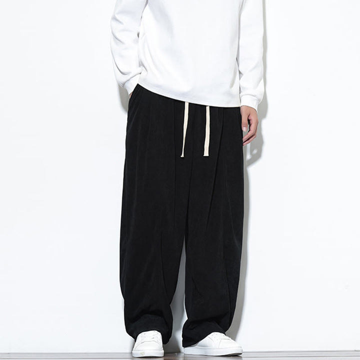 Buddha Stones無地 ドローストリング ピュアコーデュロイ メンズ ハーレムパンツ ポケット付き - image 30