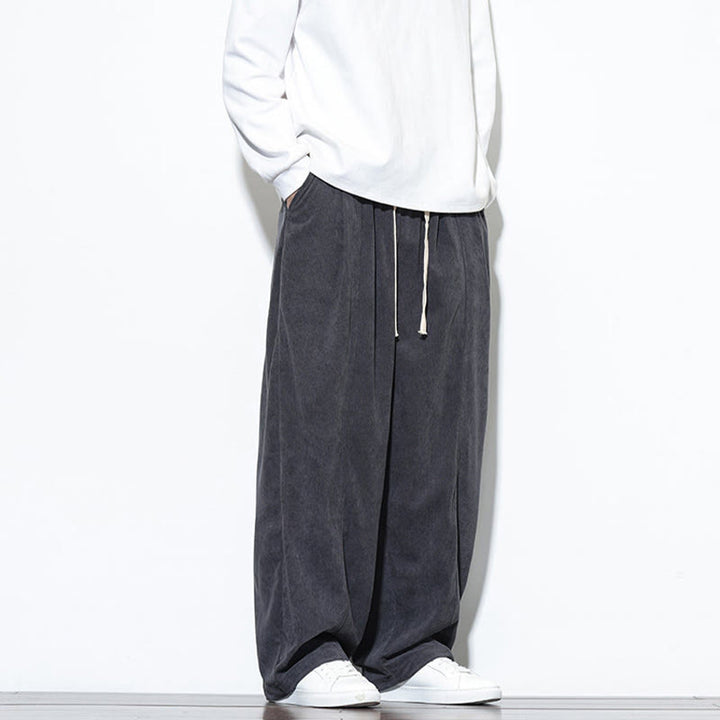 Buddha Stones無地 ドローストリング ピュアコーデュロイ メンズ ハーレムパンツ ポケット付き - image 18
