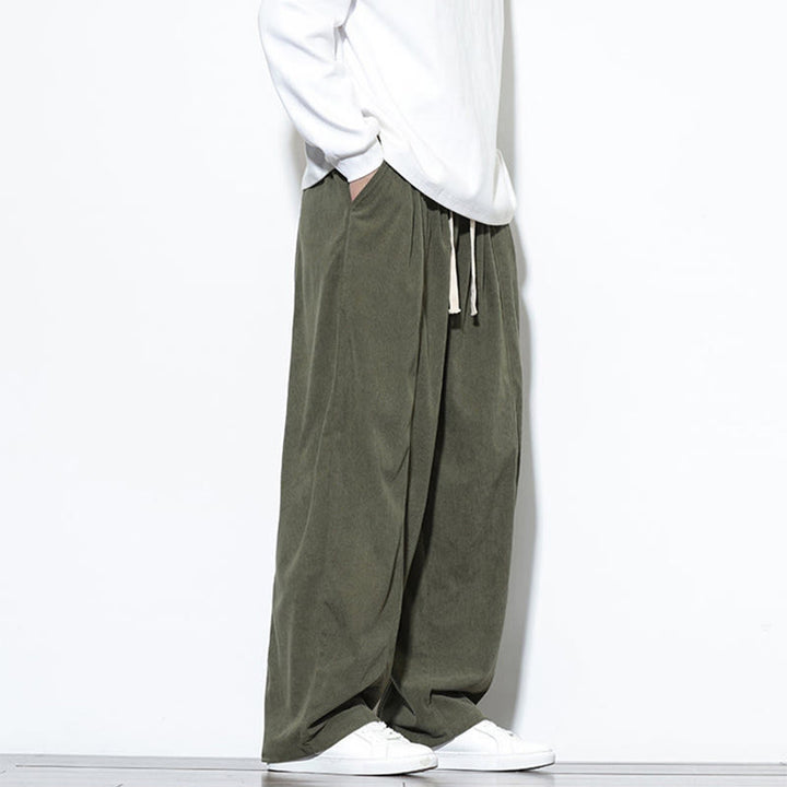 Buddha Stones無地 ドローストリング ピュアコーデュロイ メンズ ハーレムパンツ ポケット付き - image 8