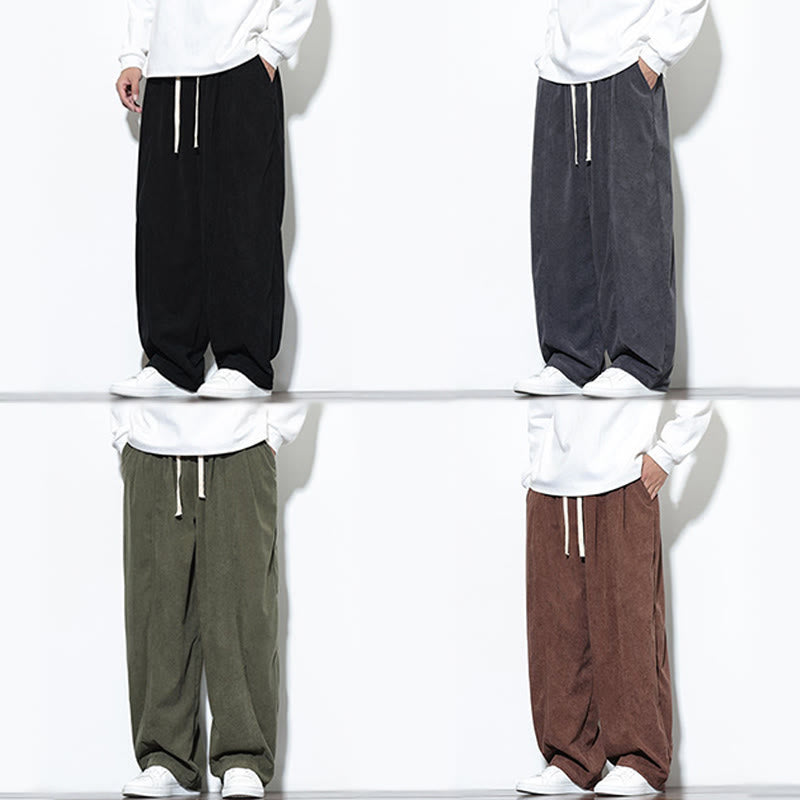 Buddha Stones無地 ドローストリング ピュアコーデュロイ メンズ ハーレムパンツ ポケット付き - image 38