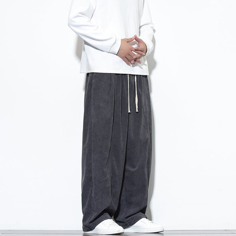 Buddha Stones無地 ドローストリング ピュアコーデュロイ メンズ ハーレムパンツ ポケット付き - image 17
