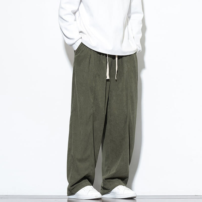 Buddha Stones無地 ドローストリング ピュアコーデュロイ メンズ ハーレムパンツ ポケット付き - image 9