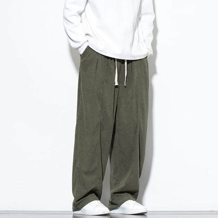 Buddha Stones無地 ドローストリング ピュアコーデュロイ メンズ ハーレムパンツ ポケット付き - image 9