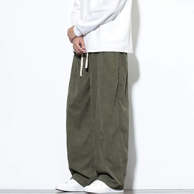 Buddha Stonesプレーンドローストリング ピュアコットンコーデュロイ メンズ ハーレムパンツ ポケット付き - image 4