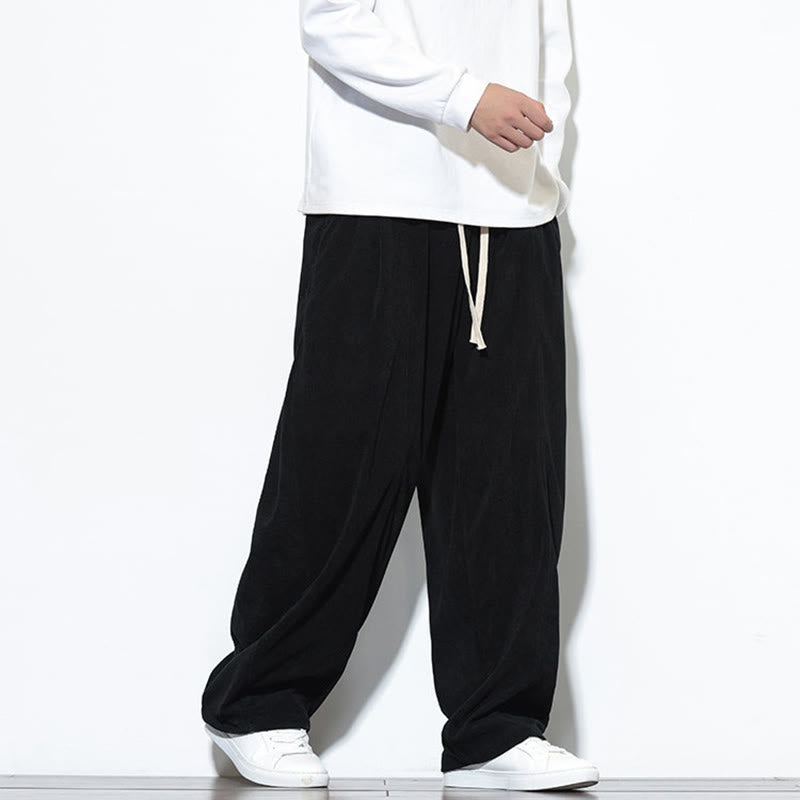 Buddha Stones無地 ドローストリング ピュアコーデュロイ メンズ ハーレムパンツ ポケット付き - image 25