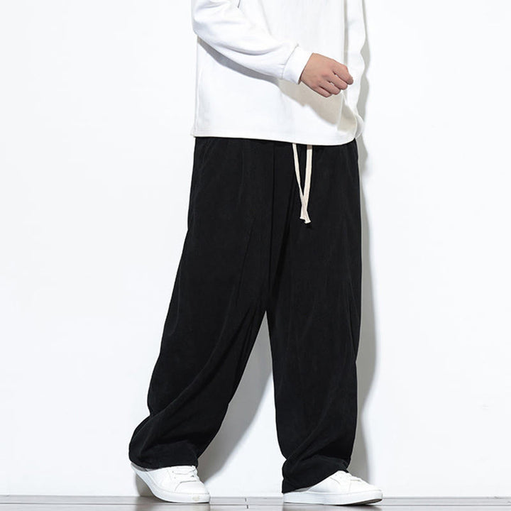 Buddha Stones無地 ドローストリング ピュアコーデュロイ メンズ ハーレムパンツ ポケット付き - image 25