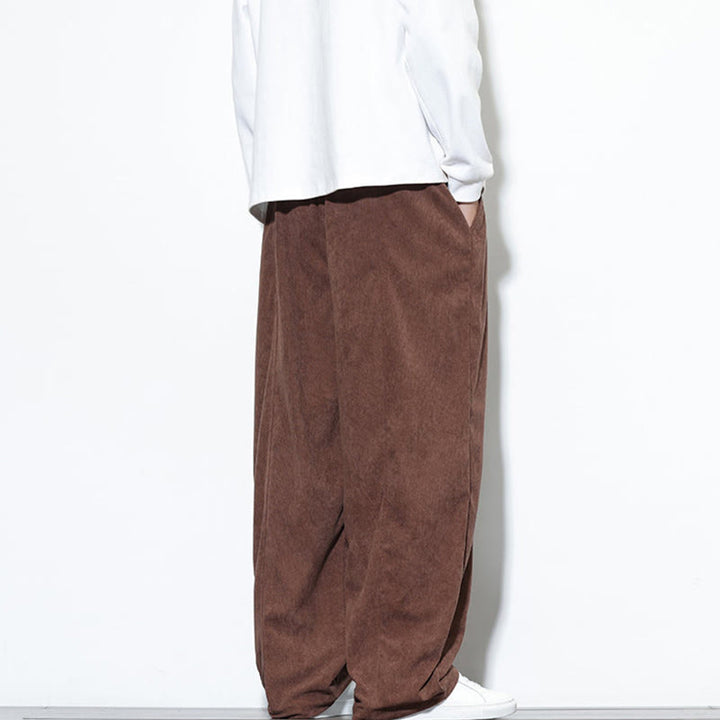Buddha Stones無地 ドローストリング ピュアコーデュロイ メンズ ハーレムパンツ ポケット付き - image 37
