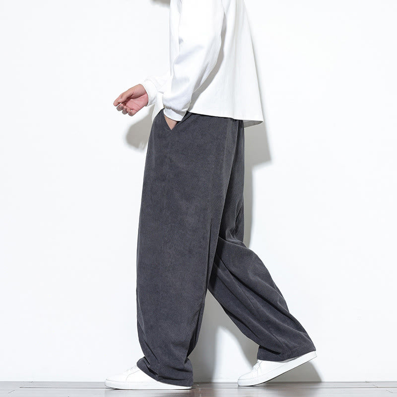 Buddha Stones無地 ドローストリング ピュアコーデュロイ メンズ ハーレムパンツ ポケット付き - image 15