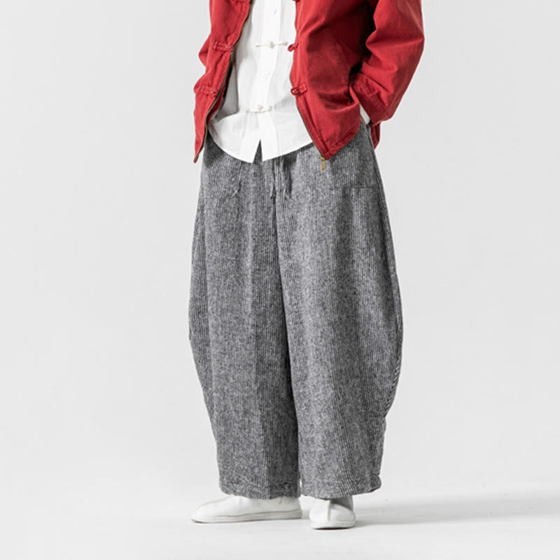 Buddha Stonesデイリー 無地 ドローストリングデザイン メンズ ワイドレッグ コットンパンツ ポケット付き - image 31