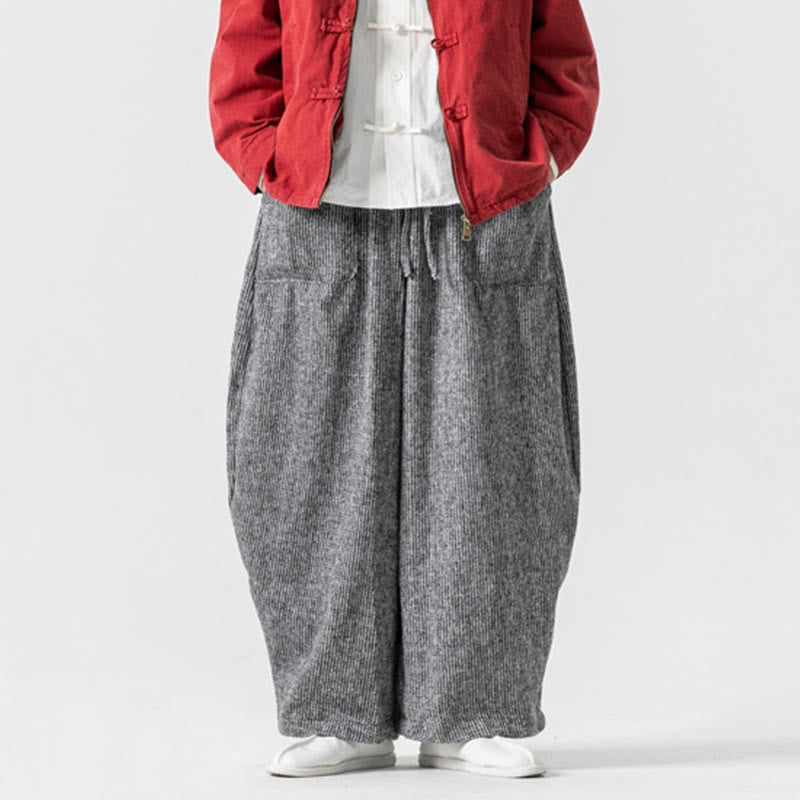Buddha Stonesデイリー 無地 ドローストリングデザイン メンズ ワイドレッグ コットンパンツ ポケット付き - image 32