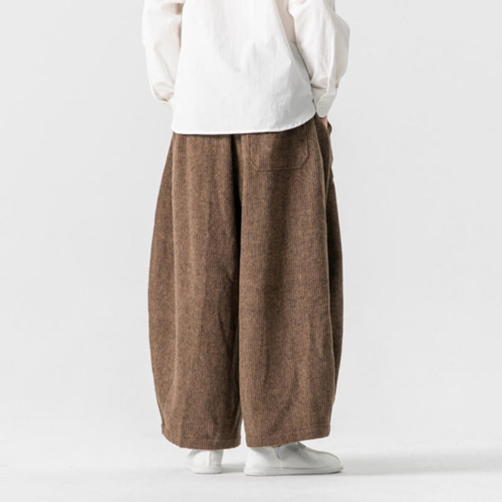 Buddha Stonesデイリー 無地 ドローストリングデザイン メンズ ワイドレッグ コットンパンツ ポケット付き - image 12