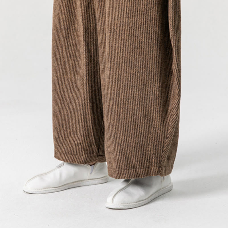 Buddha Stonesデイリー 無地 ドローストリングデザイン メンズ ワイドレッグ コットンパンツ ポケット付き - image 23