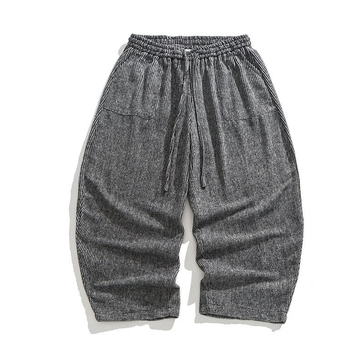 Buddha Stonesデイリー 無地 ドローストリングデザイン メンズ ワイドレッグ コットンパンツ ポケット付き - image 9