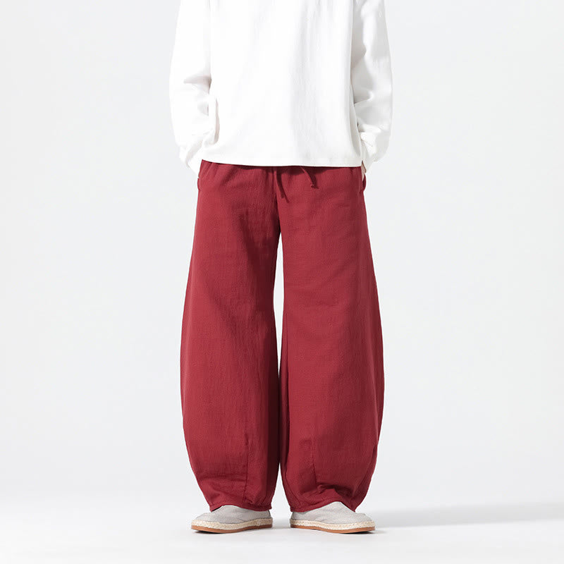 Buddha Stonesデイリードローストリング 中国禅スタイル メンズ ワイドレッグ ピュアコットン パンツ ポケット付き - image 11