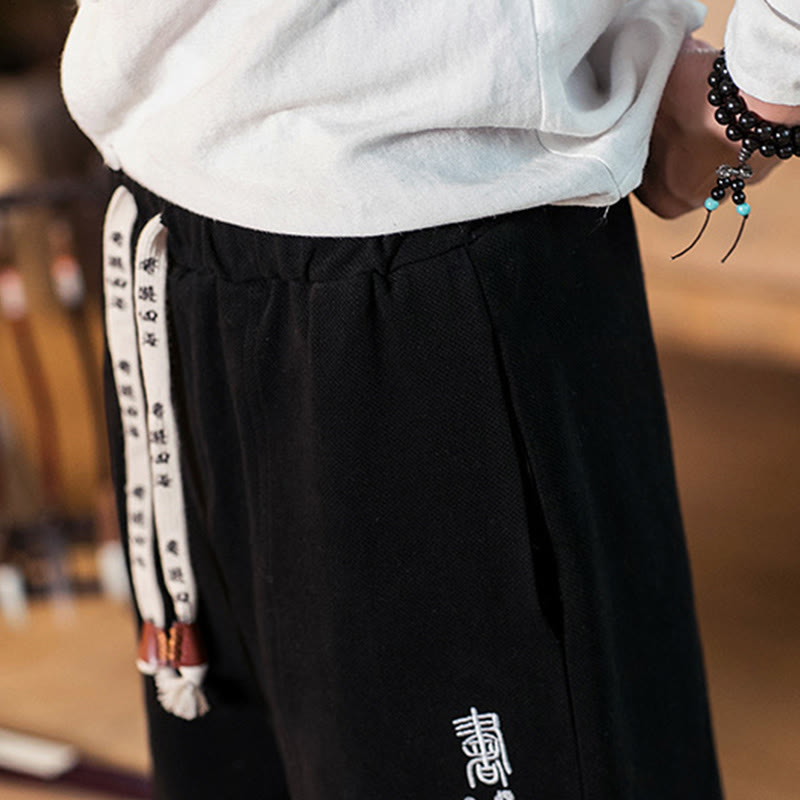 Buddha Stones刺繍入り漢字柄メンズコットンパンツ（ポケット付き） - image 17