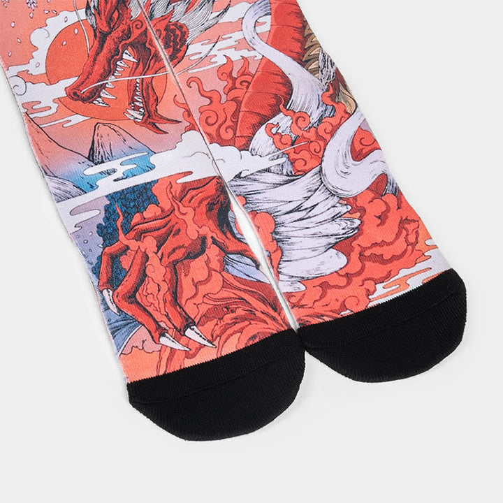 Buddha Stonesカジュアル レッド ドラゴン 火山 サンツリー マウンテン マイクロクルー メンズ レディース ユニセックス ソックス - image 3