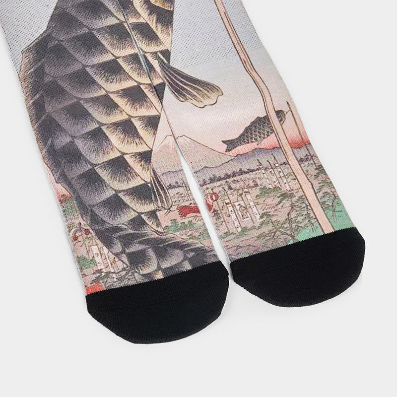 Buddha Stonesカジュアル鯉富士山 マイクロクルー メンズ レディース ユニセックス ソックス - image 3