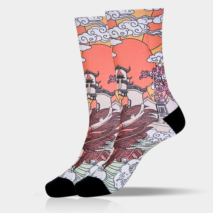 Buddha Stonesカジュアル ドラゴン 雲 太陽 波 マイクロクルー メンズ レディース ユニセックス ソックス - image 9