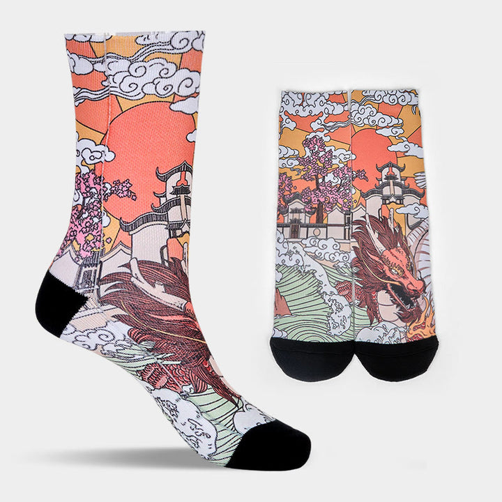 Buddha Stonesカジュアル ドラゴン 雲 太陽 波 マイクロクルー メンズ レディース ユニセックス ソックス - image 8