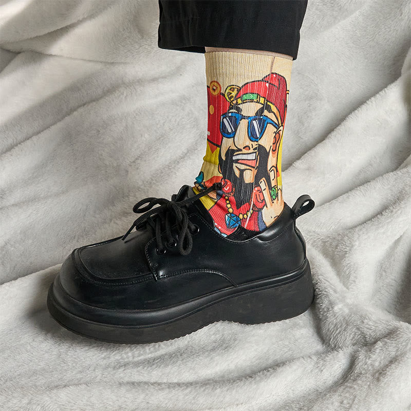 Buddha Stonesカジュアル 富の神 赤い封筒 インゴット マイクロクルー メンズ レディース ユニセックス ソックス - image 5