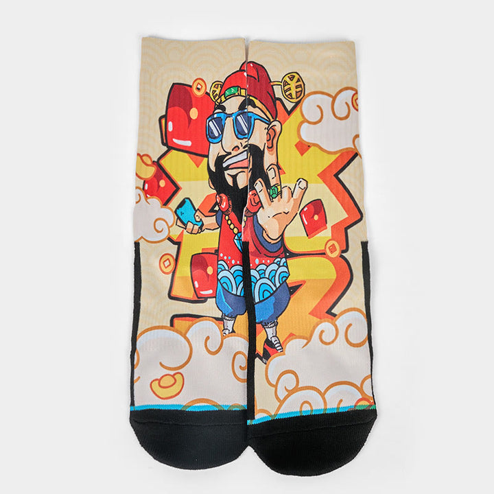 Buddha Stonesカジュアル 富の神 赤い封筒 インゴット マイクロクルー メンズ レディース ユニセックス ソックス - image 1