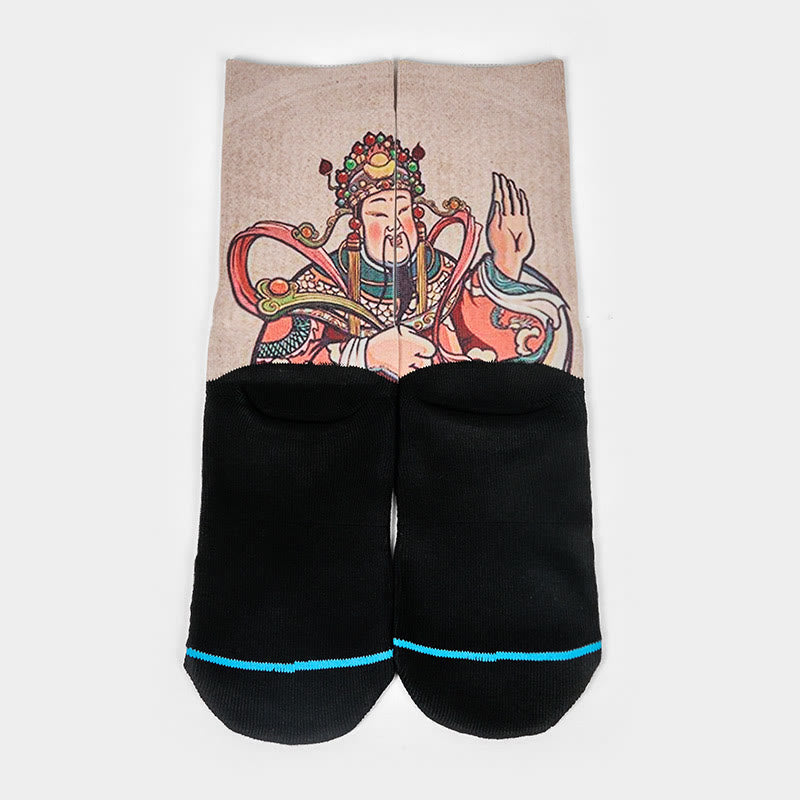 Buddha Stonesカジュアル富貴神如意柄マイクロクルーソックスメンズレディースユニセックス - image 1