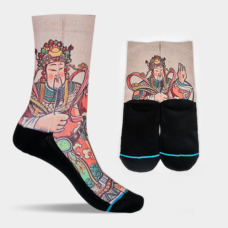 Buddha Stonesカジュアル富貴神如意柄マイクロクルーソックスメンズレディースユニセックス - image 8