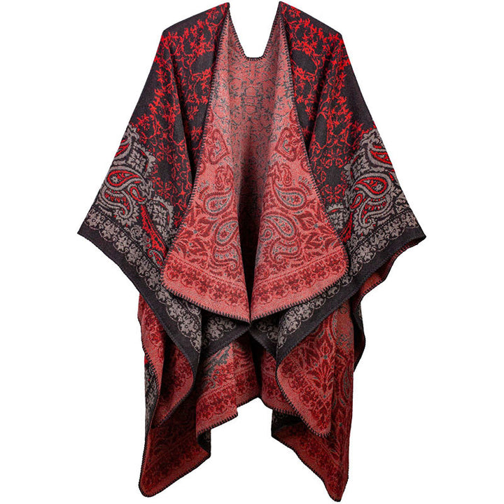 Buddha Stonesチベットカラーコントラストデザイン ペイズリー 花柄 心地よいスカーフ ユニセックス ショール - 赤 - image 6