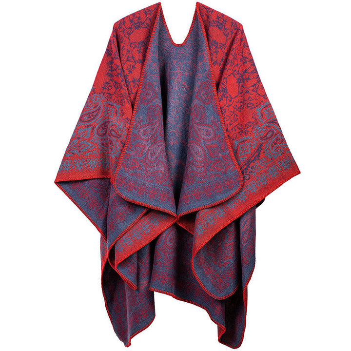 Buddha Stonesチベットカラーコントラストデザイン ペイズリー 花柄 心地よいスカーフ ユニセックス ショール - オレンジレッド - image 8