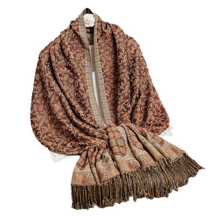 Buddha Stonesチベット ジャカード ペイズリー 花柄 カラーコントラストデザイン タッセル 心地よいスカーフ ショール - image 19