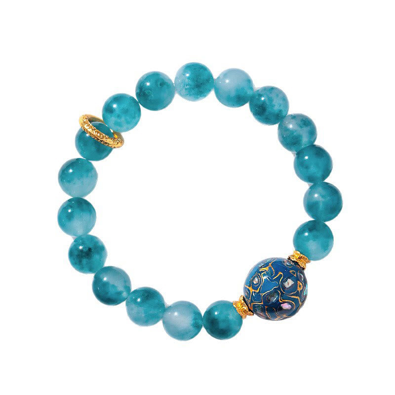 Buddha Stones10mm 天然ブルーカルセドニー ポジティブビーズブレスレット - image 6