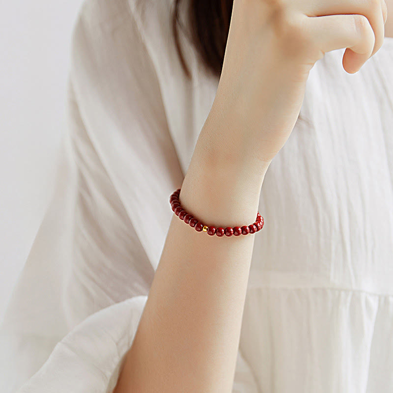 Buddha Stones999ゴールド 辰砂 シンプルデザイン 集中力ブレスレット - image 3