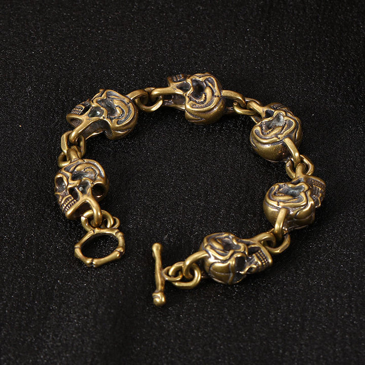 Buddha Stonesレトロ銅真鍮スカル 死体の王 森林守護ブレスレット - 銅真鍮（手首周り：18～19cm） - image 0