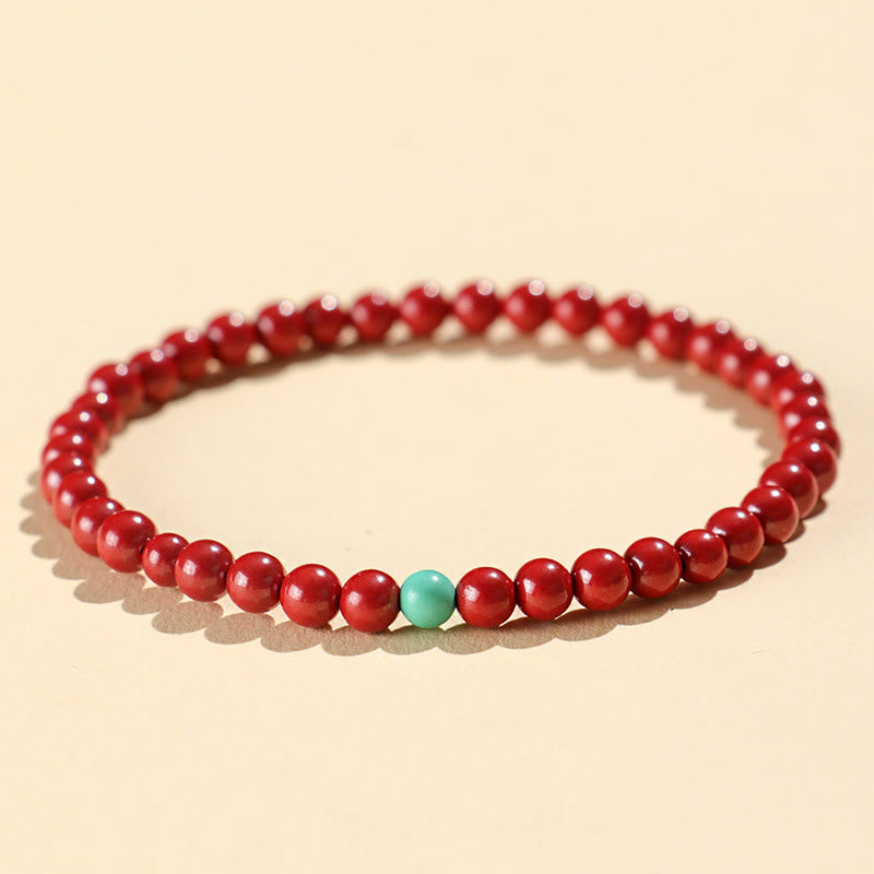 Buddha Stonesシナバーターコイズ コンセントレーションブレスレット - 4mm インペリアル・シナバー - image 1