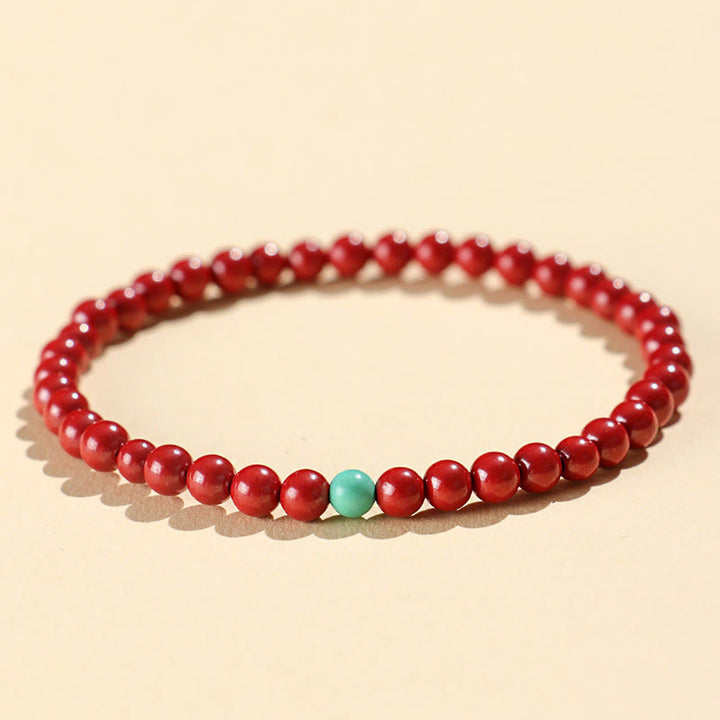 Buddha Stonesシナバーターコイズ コンセントレーションブレスレット - 4mm インペリアル・シナバー - image 1
