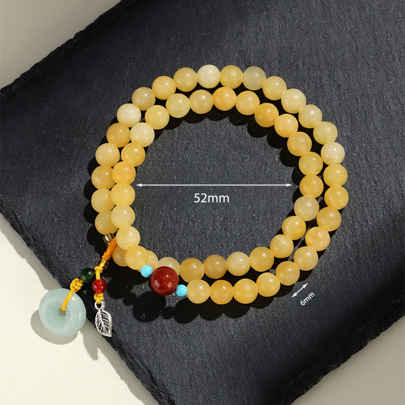 Buddha Stonesトパーズ ピース平和のお守りチャームダブルラップデザイン開運財運ブレスレット - image 4