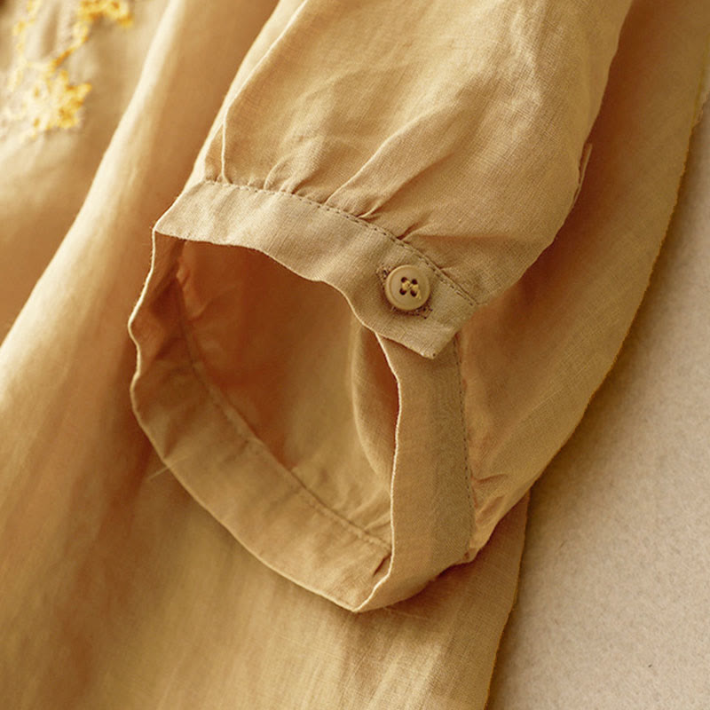 Buddha Stonesカジュアル レディース プレーン フロッグバックルデザイン ハーフスリーブシャツ - image 13