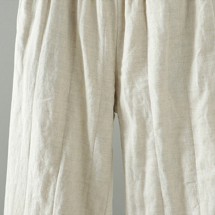 Buddha Stones刺繍入りカエルボタン入りレディースワイドレッグパンツ（ポケット付き） - image 10