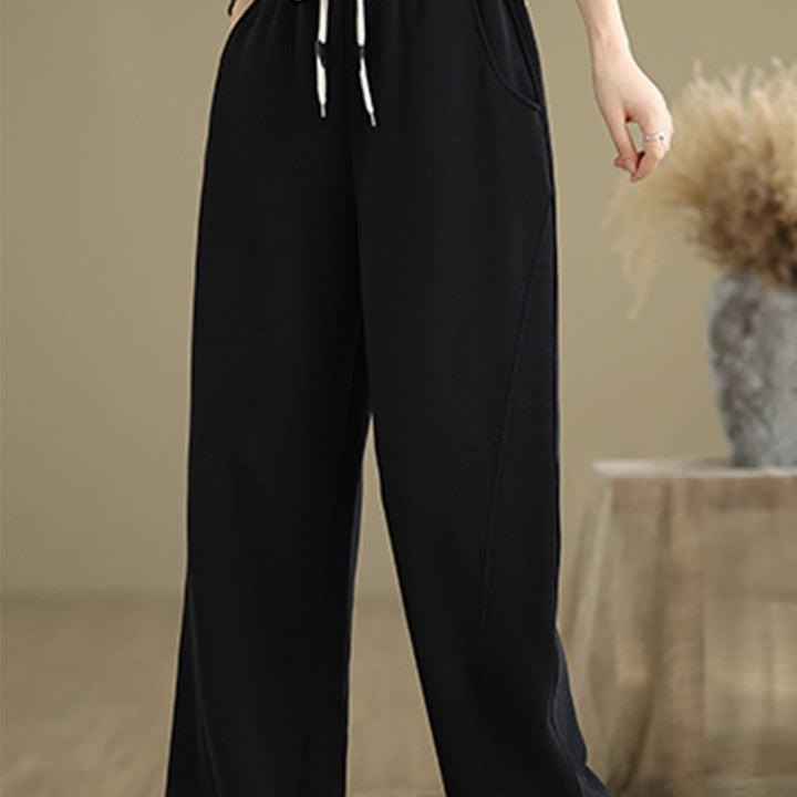 Buddha Stones無地ドローストリングレディースワイドレッグパンツ（ポケット付き） - image 14