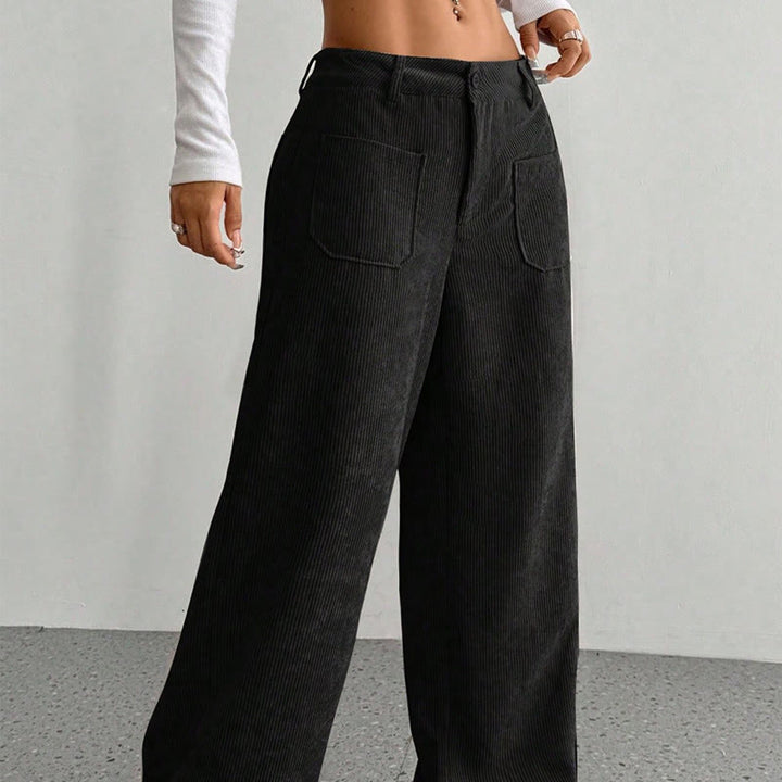Buddha Stonesプレーンコーデュロイポリエステルレディースボタンワイドレッグパンツ（ポケット付き） - image 19